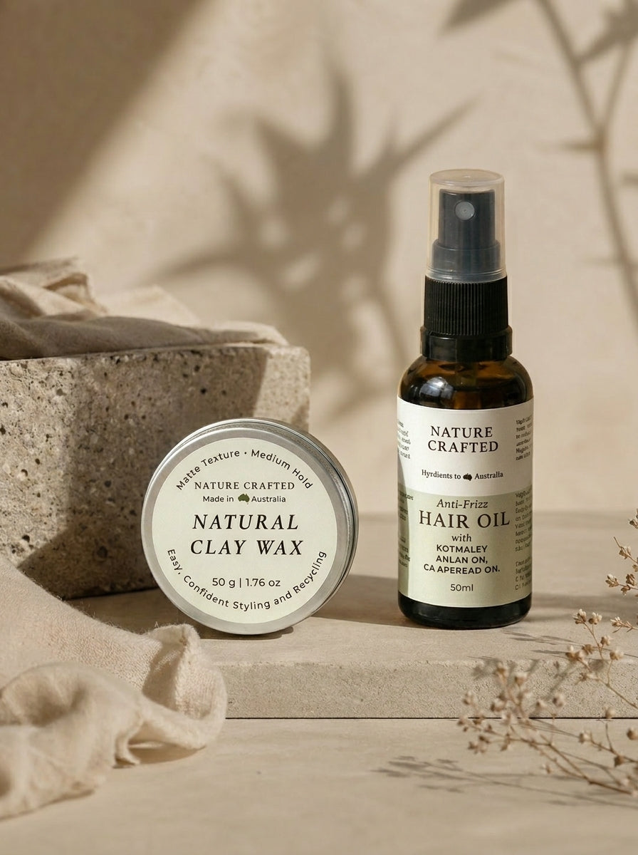 Shape & Smooth Duo — Natural Styling Clay Wax + Anti-Frizz Hair Oil