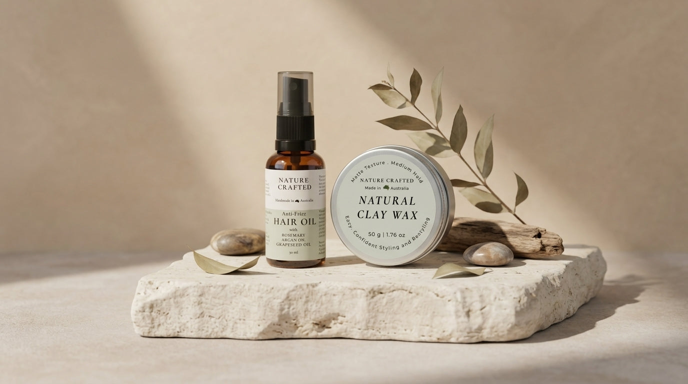 Shape & Smooth Duo — Natural Styling Clay Wax + Anti-Frizz Hair Oil